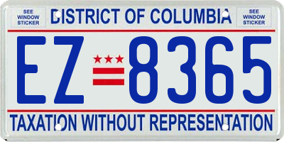 DC license plate EZ8365