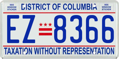 DC license plate EZ8366