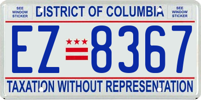 DC license plate EZ8367