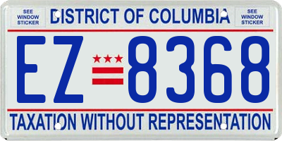 DC license plate EZ8368