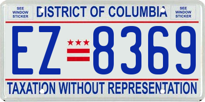 DC license plate EZ8369