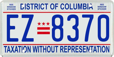 DC license plate EZ8370