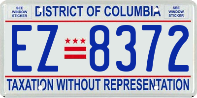 DC license plate EZ8372