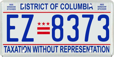 DC license plate EZ8373