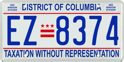 DC license plate EZ8374