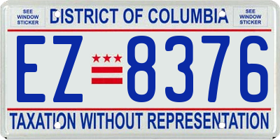 DC license plate EZ8376