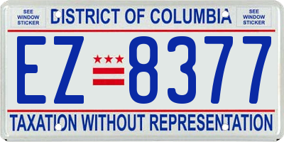 DC license plate EZ8377