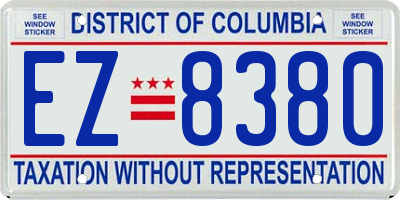 DC license plate EZ8380