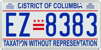 DC license plate EZ8383