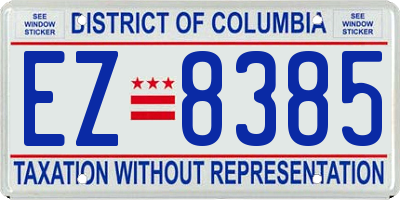 DC license plate EZ8385