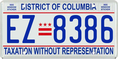 DC license plate EZ8386