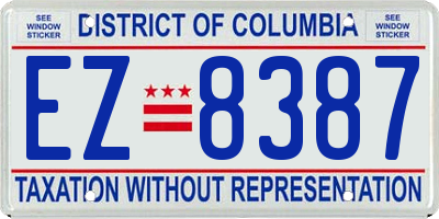 DC license plate EZ8387