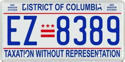 DC license plate EZ8389