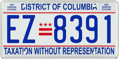 DC license plate EZ8391