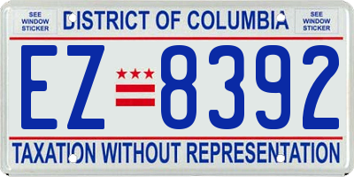 DC license plate EZ8392