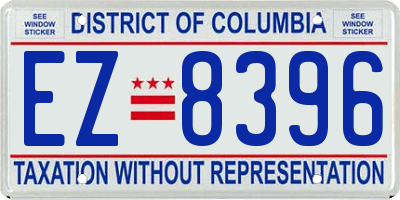 DC license plate EZ8396