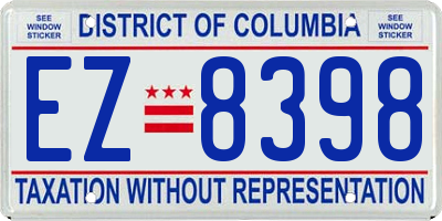 DC license plate EZ8398