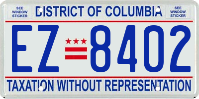 DC license plate EZ8402