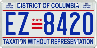 DC license plate EZ8420