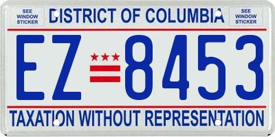 DC license plate EZ8453