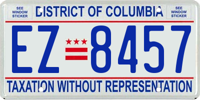 DC license plate EZ8457