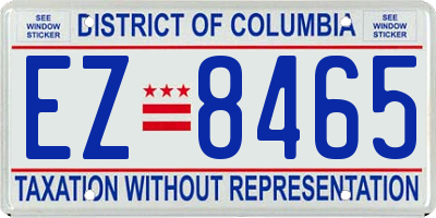 DC license plate EZ8465