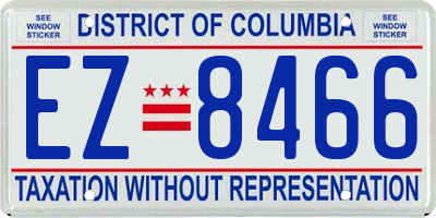 DC license plate EZ8466