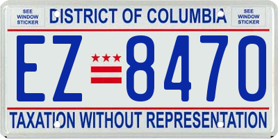 DC license plate EZ8470