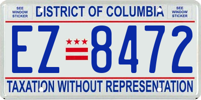 DC license plate EZ8472