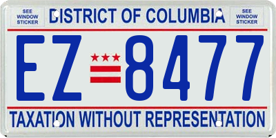 DC license plate EZ8477