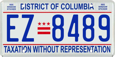 DC license plate EZ8489