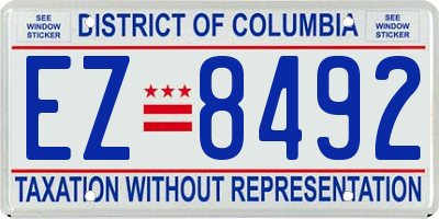 DC license plate EZ8492