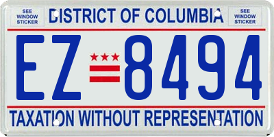 DC license plate EZ8494