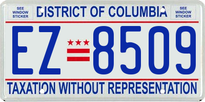 DC license plate EZ8509