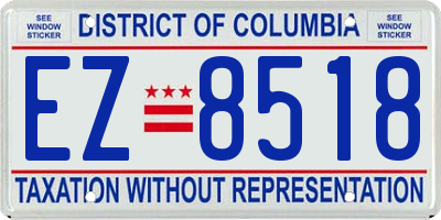 DC license plate EZ8518