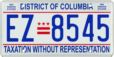 DC license plate EZ8545