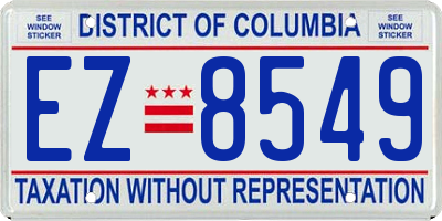 DC license plate EZ8549