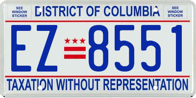 DC license plate EZ8551