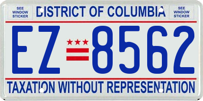 DC license plate EZ8562