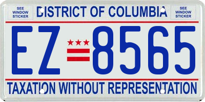 DC license plate EZ8565