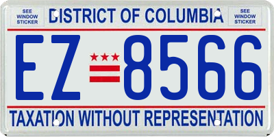 DC license plate EZ8566