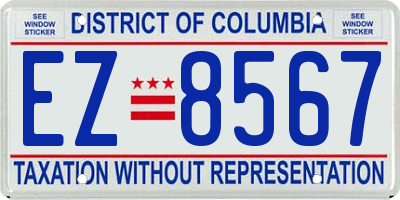 DC license plate EZ8567