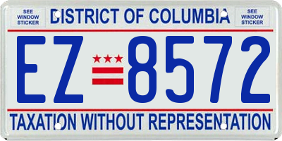 DC license plate EZ8572