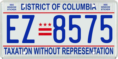 DC license plate EZ8575