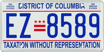 DC license plate EZ8589