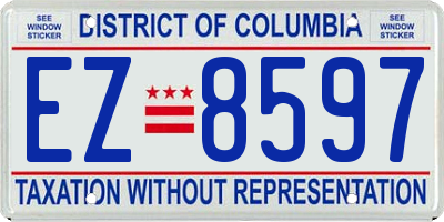 DC license plate EZ8597