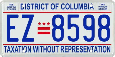 DC license plate EZ8598