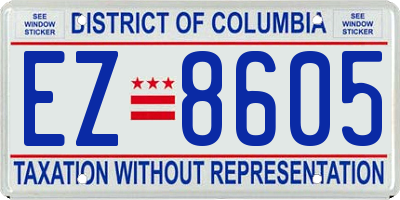 DC license plate EZ8605