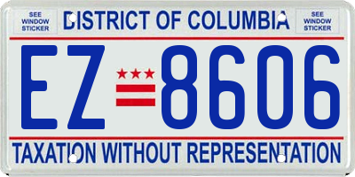 DC license plate EZ8606