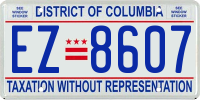 DC license plate EZ8607